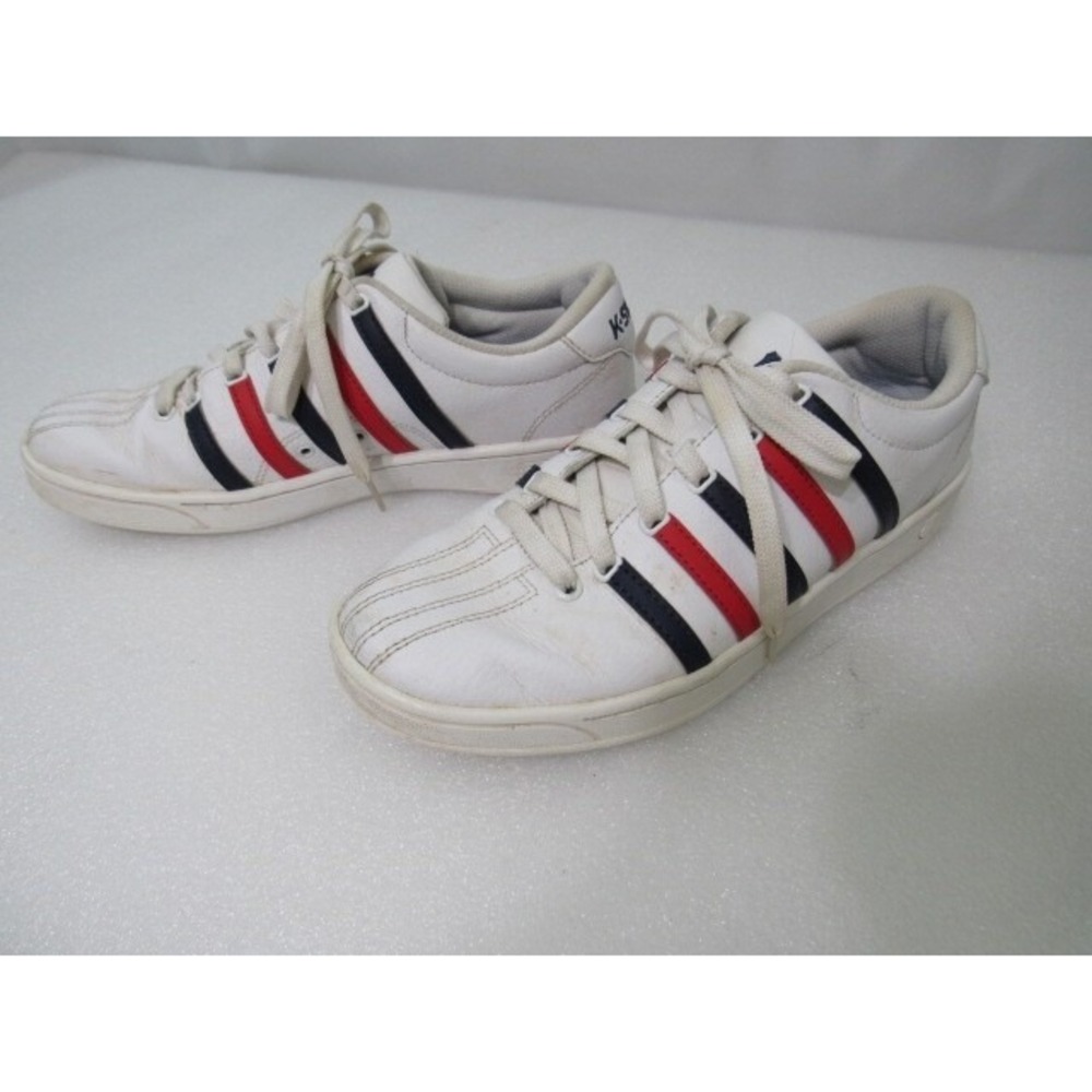 K-Swiss Youth White/Red/Black Leather Sneakers 93615 199-M Low Size-8.5 US - Picture 9 of 12